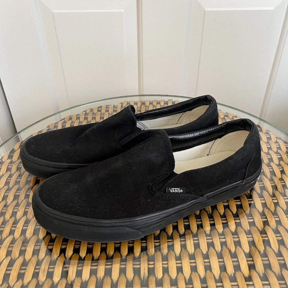 NWOT Black Canvas Vans Classic Slip On Sneaker Shoes Men's 10 (read description)